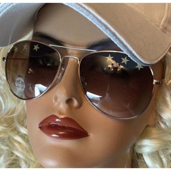 Juicy couture womens star print silver frame aviator sunglasses new - Picture 7 of 7